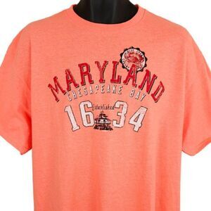 Chesapeake Bay T Shirt Mens Size XL Orange Maryland Travel Destination